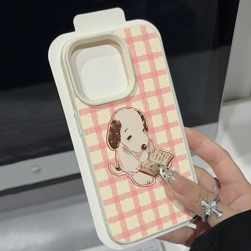 Phone Cases Galaxy A16 5G - Sevimli Vintage Kitap Köpekli Litchi Desenli