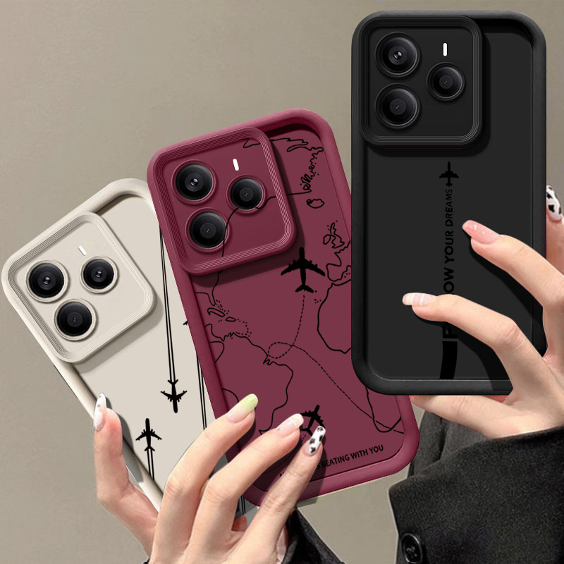 Phone Cases Xiaomi 15 - Uçak Rota Desenli TPU Telefon Kılıfı