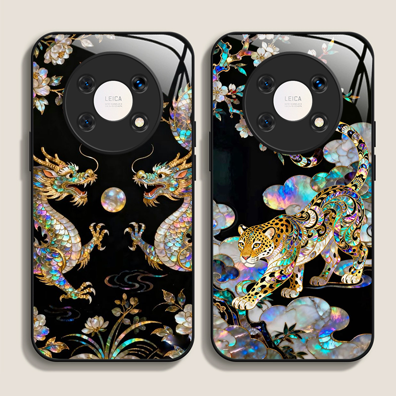 Phone Cases Xiaomi 15 - Şık Ejderha Leopar Mermer Desenli Temperli